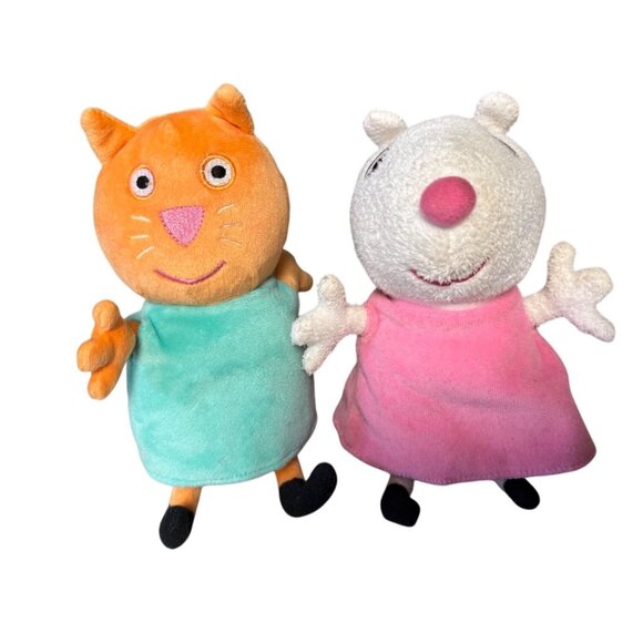 Lot of 2 Peppa Pig Suzy sheep talking plush Peppa pig candy cat Meows 2003 works - Picture 1 of 16